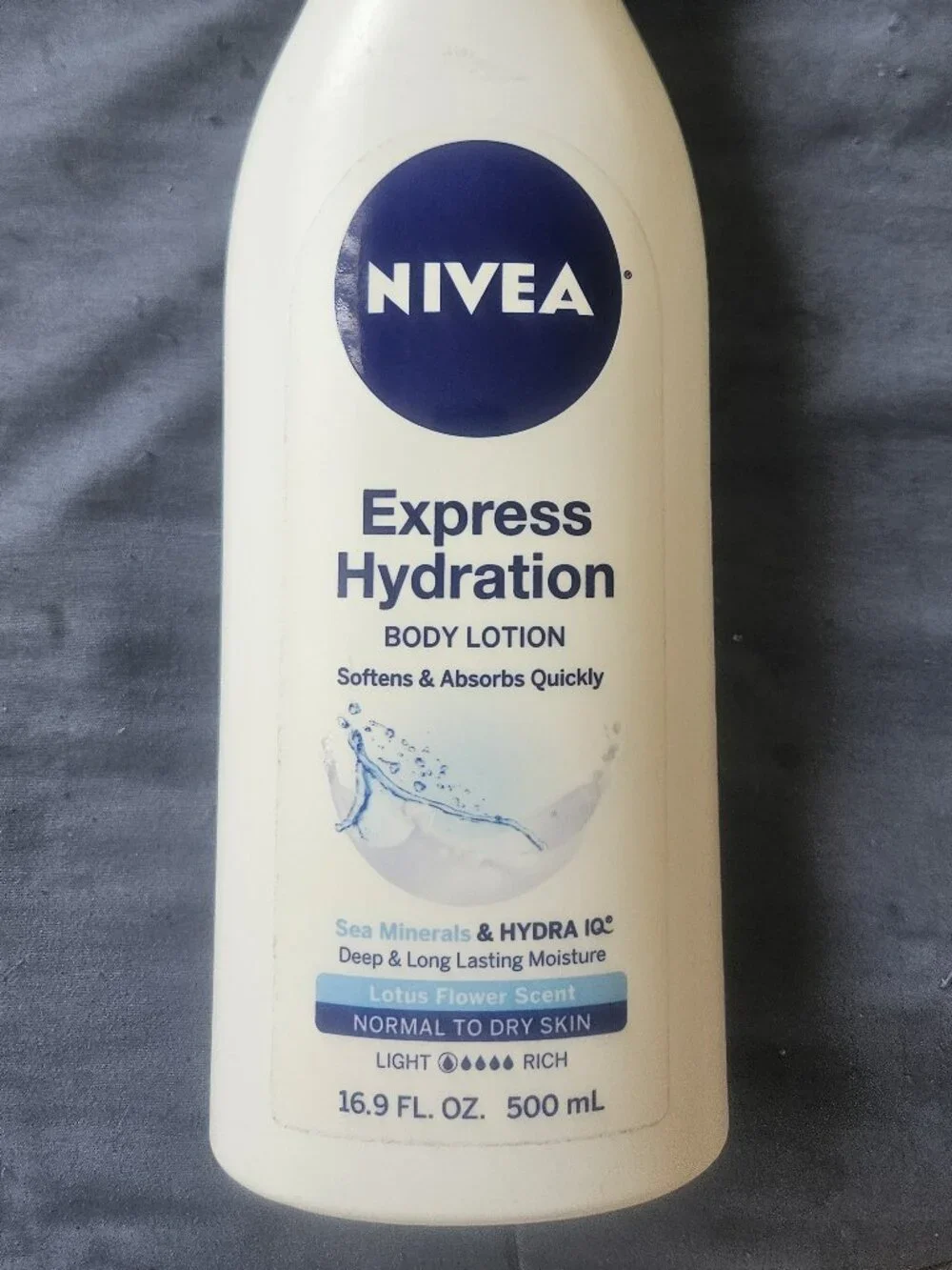 Nivea Express Hydration Body Lotion Lotus Flower Scent 16.9oz 500ml Discontinued
